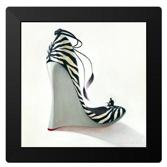 🩵NWT Inna Panasenko Black "High Heels Coolness" 14.75x14.75 Framed Art Print